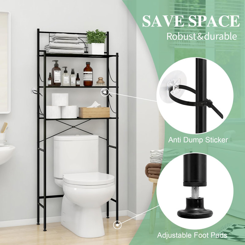 Rangement autoportant en métal au-dessus de la toilette