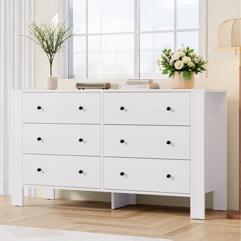 Commode double à 6 tiroirs Modern, Blanc
