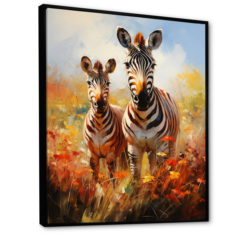 «Zebra Impressionist Zebras This II», reproduction d'art sur toile, H 44 po x l 34 po x P 1,5 po, Noir