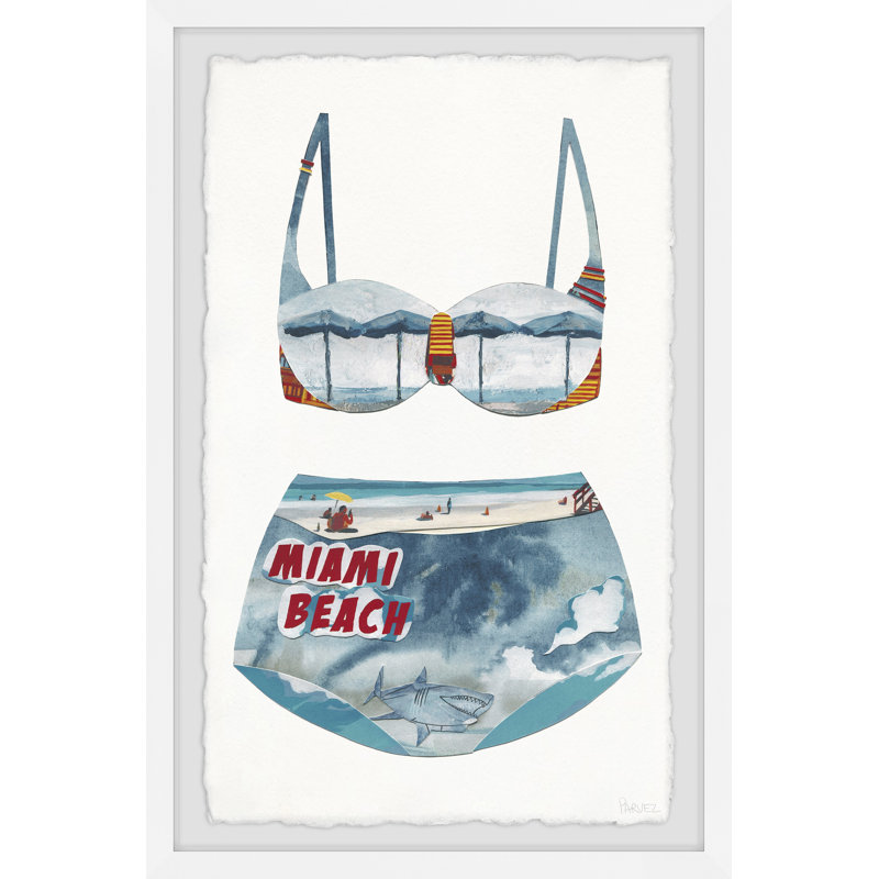 «Miami Beach Retro Bikini», reproduction d'art graphique sur papier encadré, H 18 po x l 12 po x 1,5 po