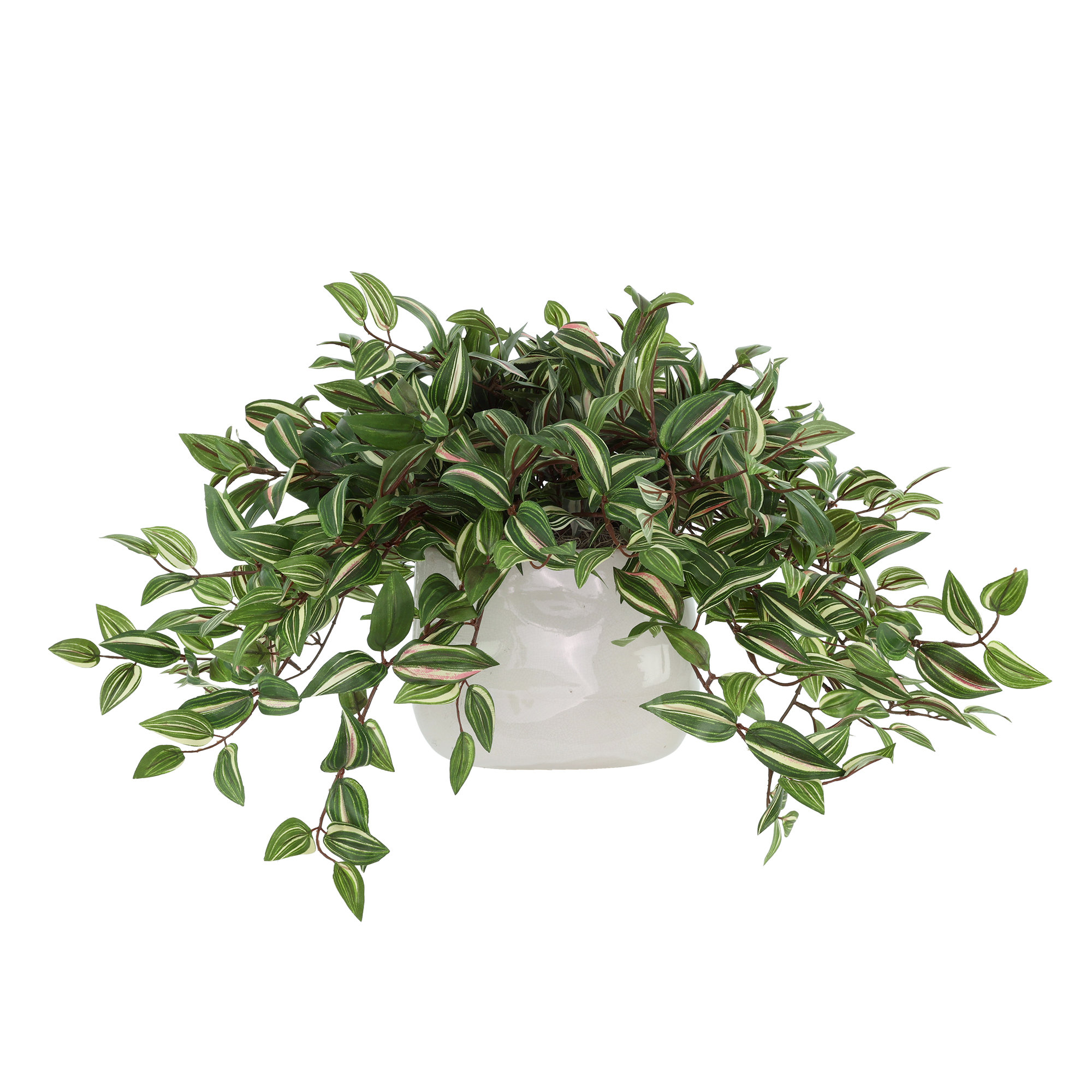 Karas Faux Tradescantia Plant in Ceramic Vase, 15"H x 27"W x 18"D, Green