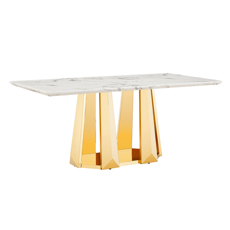Table de salle à manger Modern, White, Gold