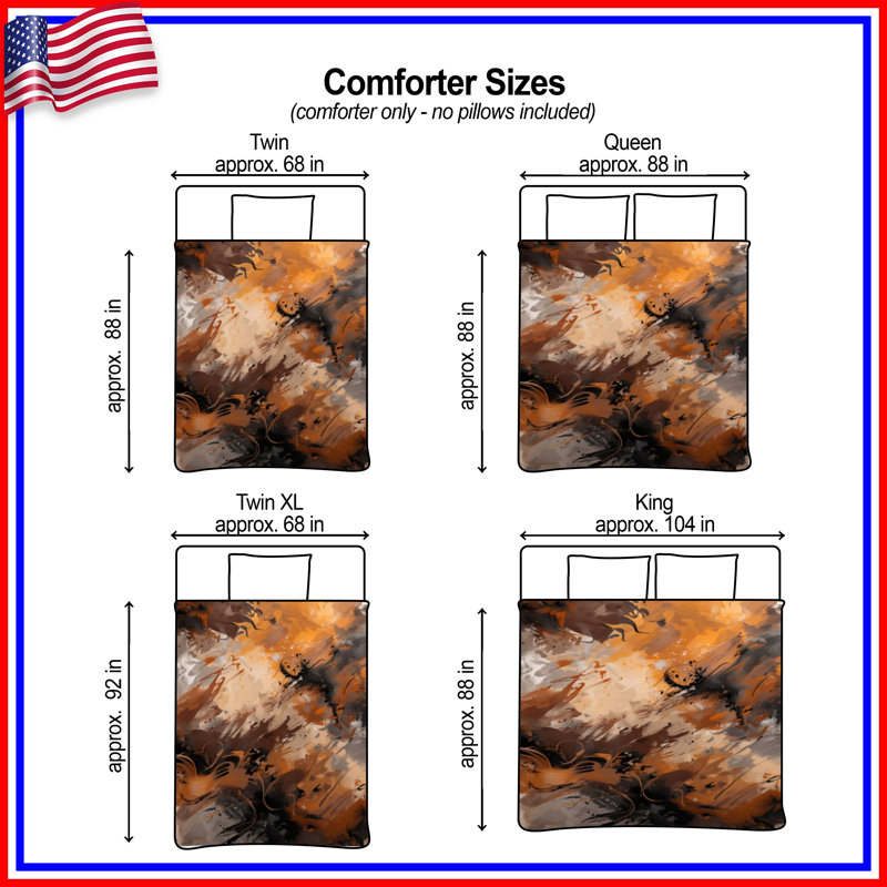 Édredon art abstrait brun et brun, Twin Extra Long