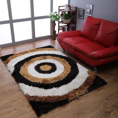 Manns Hand Tufted Shag Polyester Eco-Friendly Area Rugs - 5' x 8', Rectangle, Multicolor, Geometric Modern Design, High Pile Thick Handmade Anti Skid Area Rugs for Living Room, Bed Room