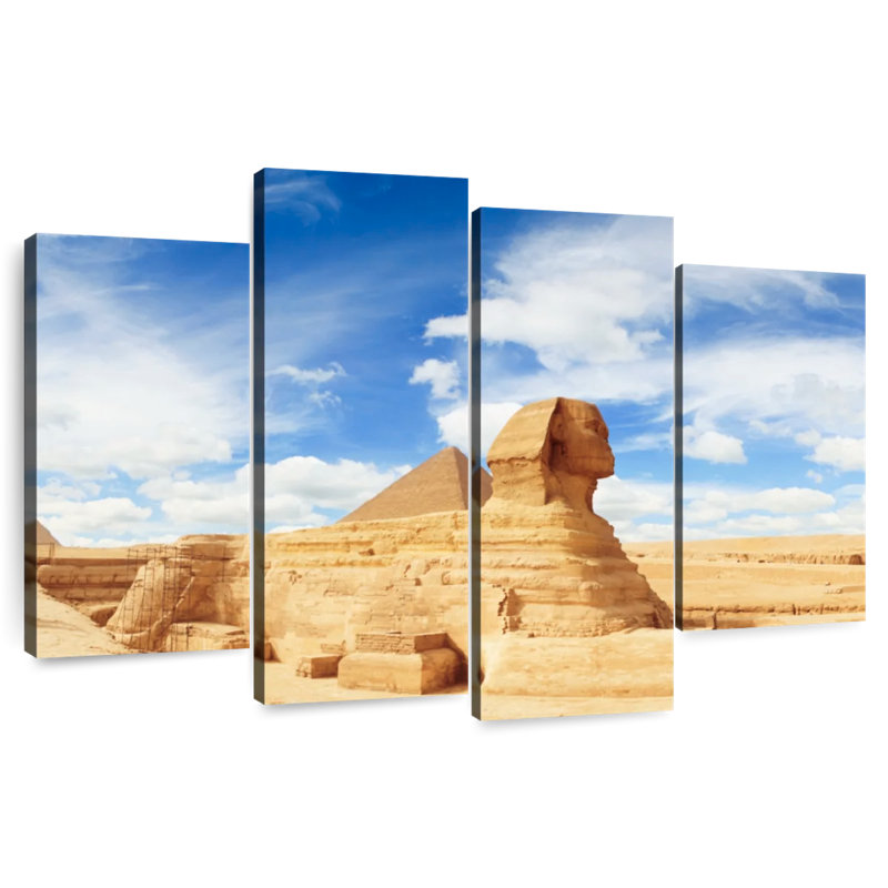 Adella, ciel nuageux sur un sphinx égyptien, H 14 po x l 24 po