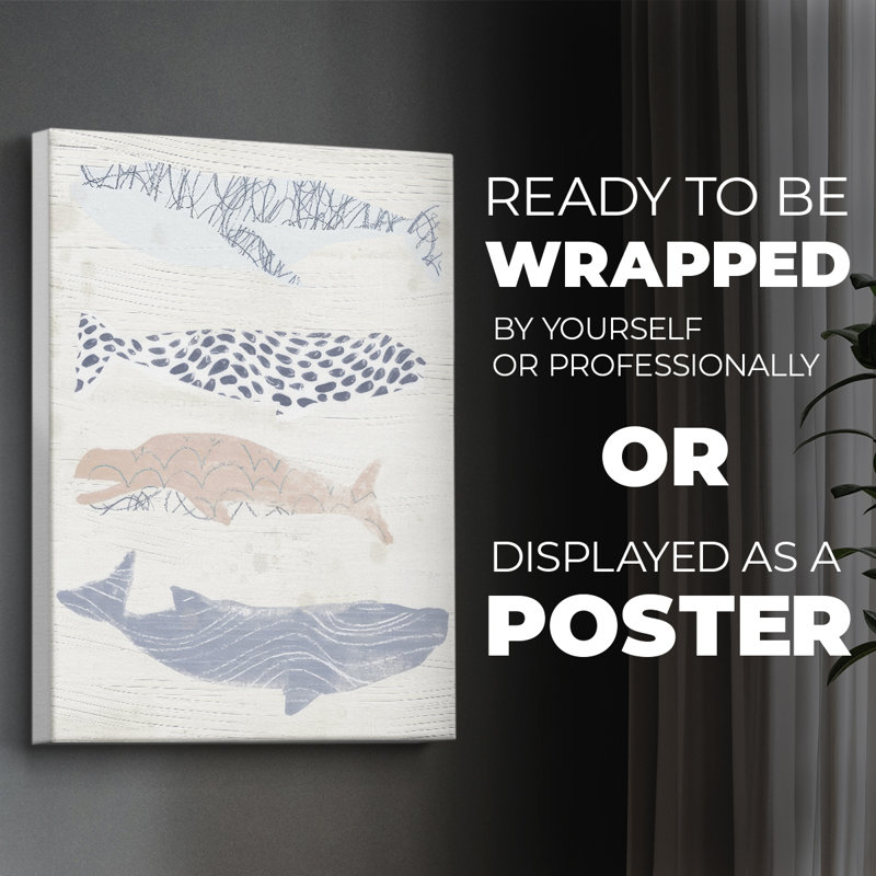 Patterned Whale Pod I -Canvas Print Only - NOT FRAMED, 48" H x 32" W
