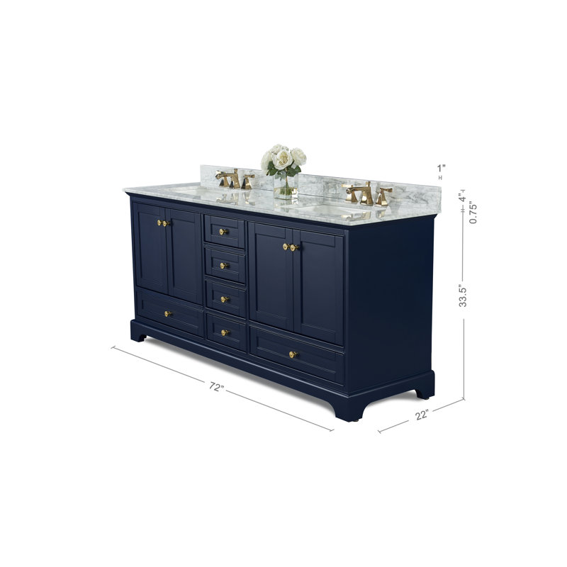 Audrey 72'' W Vanity, Heritage Blue | Brushed Gold