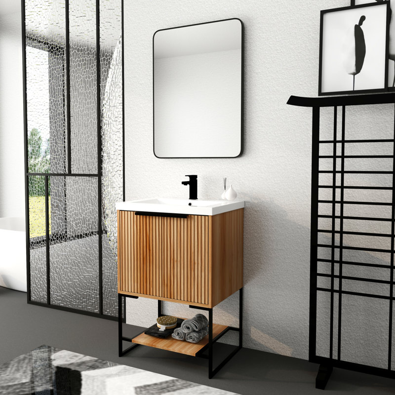 24'' Single Bathroom Vanity with Resin Top