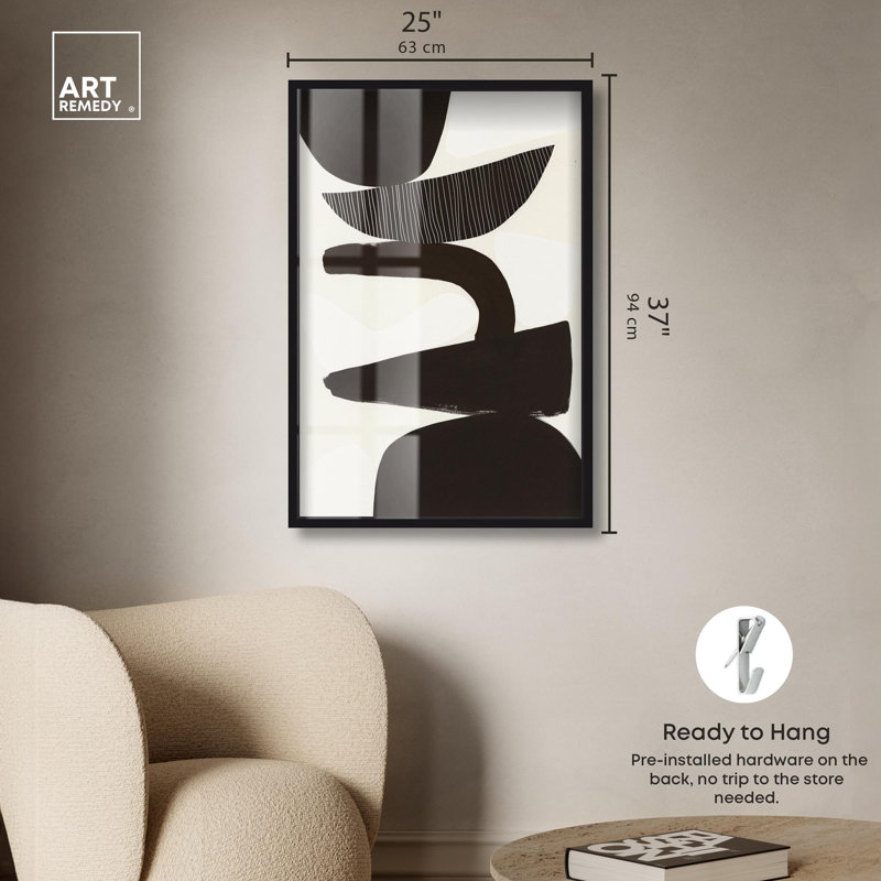 «Bonie I Minimalist Art Shadowbox Print» par Art Remedy, H 37 po x l 25 po, Noir