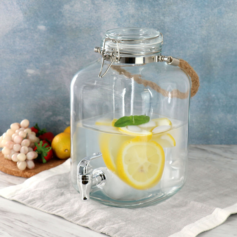 Gibson Home Ferris 1.3 Gallon Glass Beverage Dispenser with Rope Handle