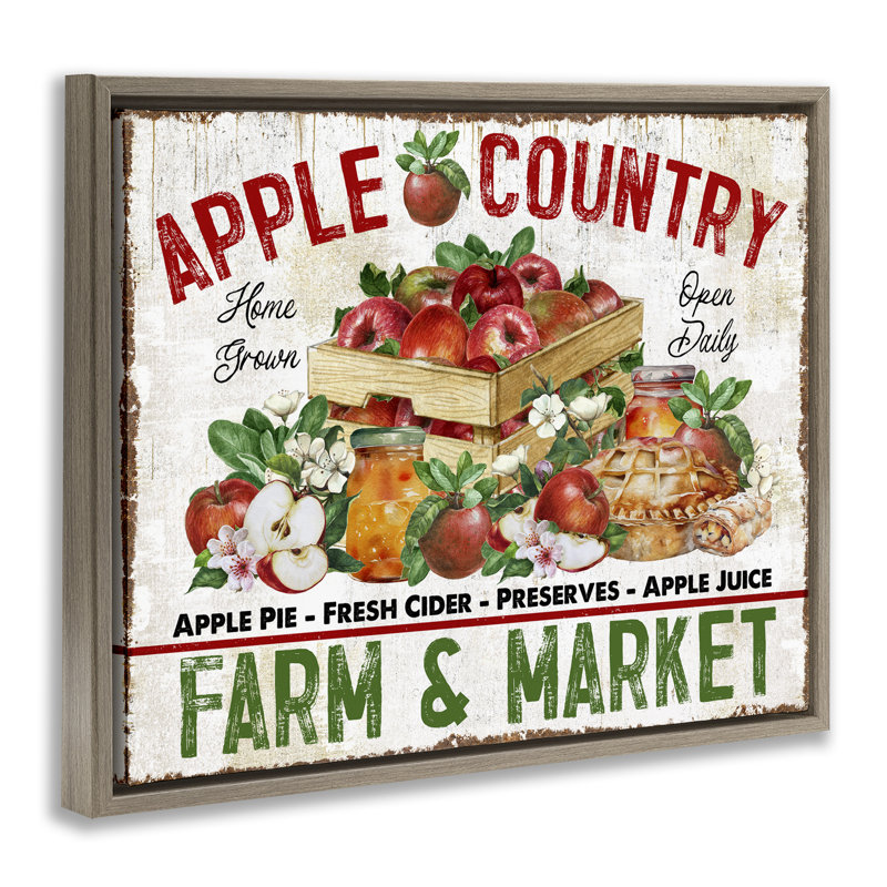 Art mural sur toile Apple Country Market par Creatif Belle, H 17 po x l 21 po, Cadre flottant brun