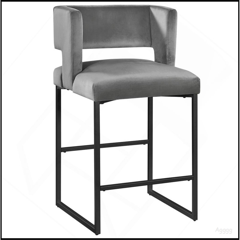 Ensemble de 2 tabourets de comptoir 27 po Modern, Noir + gris, Black