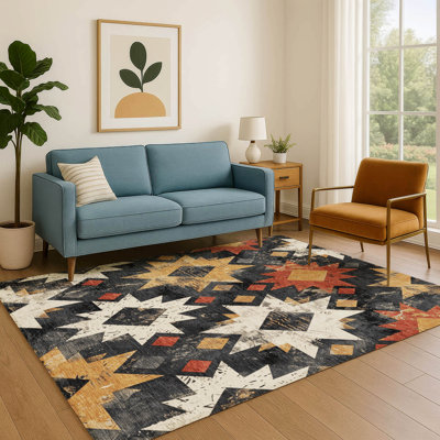 Premium Machine Washable Fairwood AMF1879 Aztec Rug