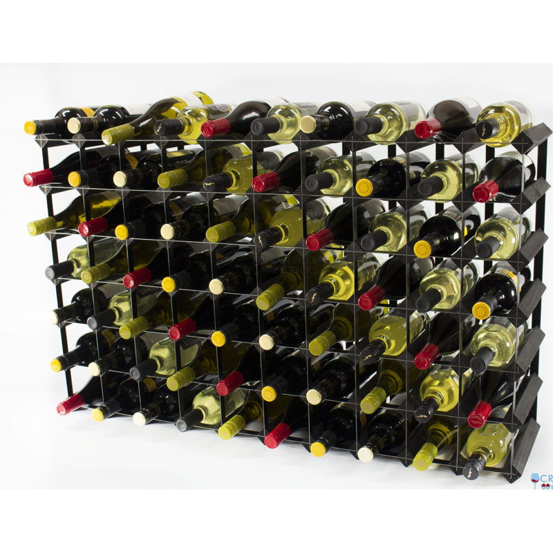 Liddle 70 Bottle Floor Wine Bottle Rack, Black Stained / Black Steel