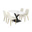 Ensemble de table et de chaises de salle à manger pour 4 personnes avec plateau en pierre frittée et revêtement en cuir PU.-577240675