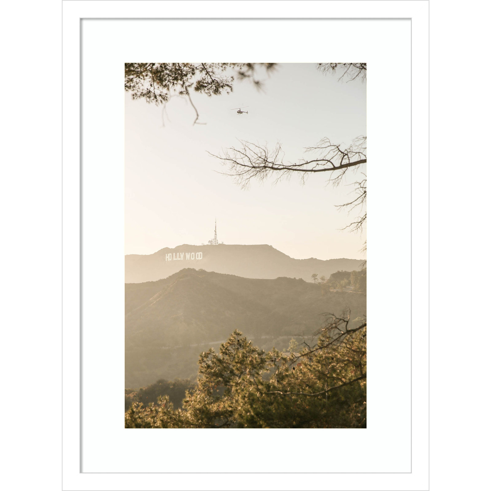 Daisey "Hollywood Hills" Print, White, 21" H x 16" W