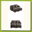 Canapé d'angle modulaire 2 places au design moderne et minimaliste capitonné, avec 2 poufs amovibles et d'épais coussins d'assise confortables, idéal pour le salon ou la chambre, en chenille.-850027858
