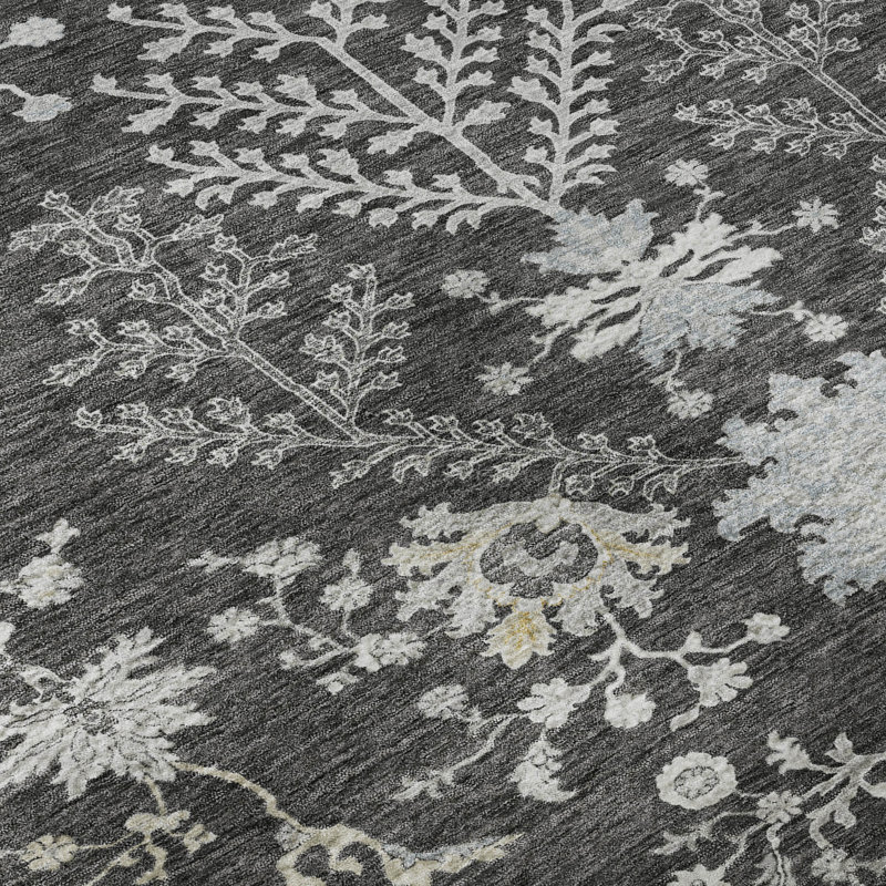 Premium Machine Washable Gurubaksh AMF1156 Floral Rug, Rectangle 10' x 14'