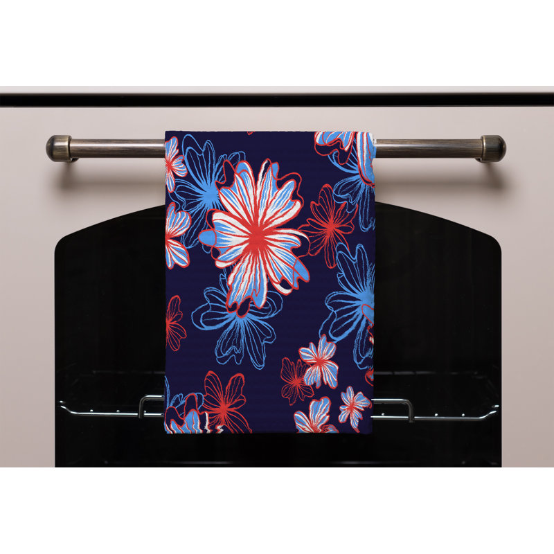 Cotton Floral Waffle Kitchen Towel