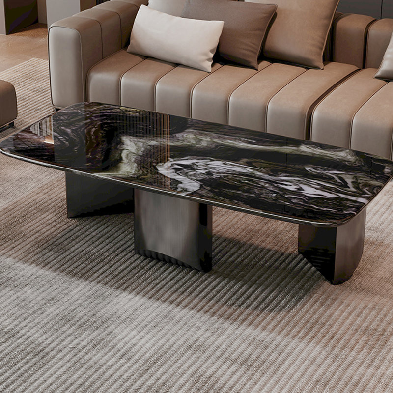 Rectangular super crystal stone coffee table, 14.6" H x 63" L x 35.4" W