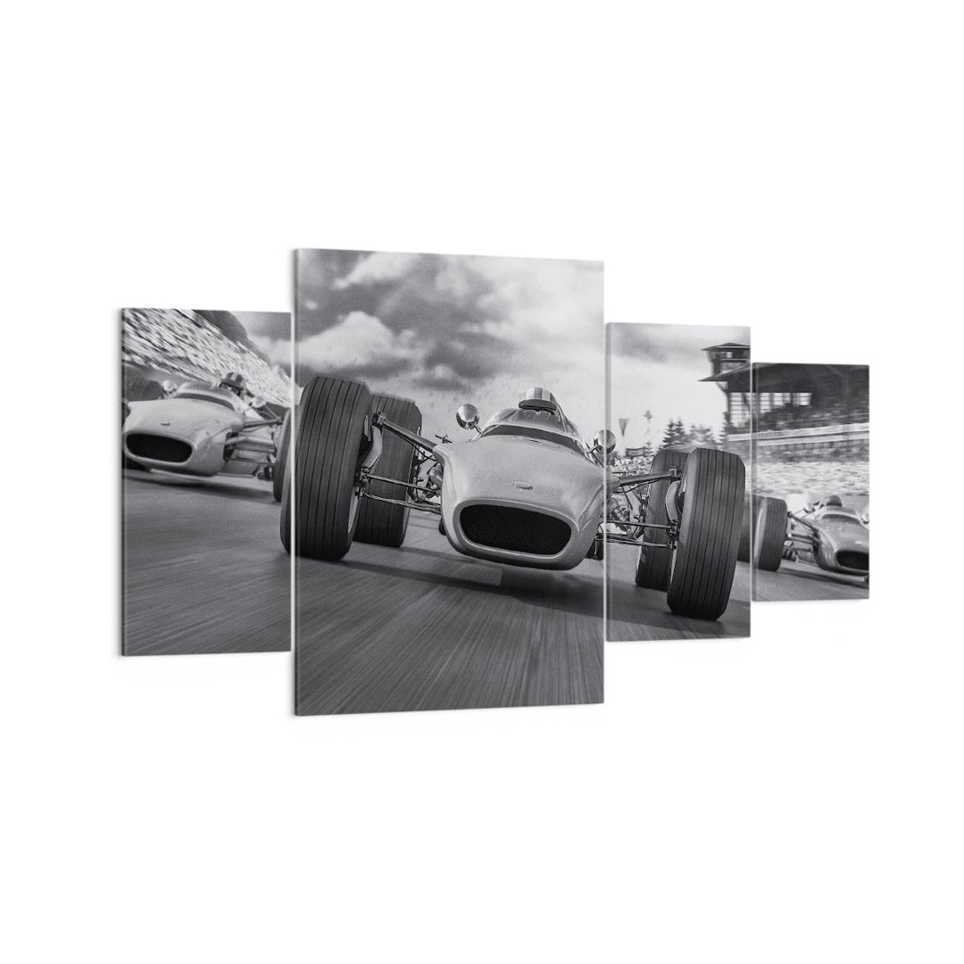 4-tlg. Leinwandbilder-Set Formula 1 Black and White