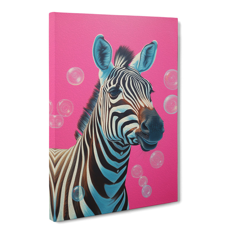 Zebra Bubble Gum Painting - Print, 76cm H x 50cm W x 3cm D
