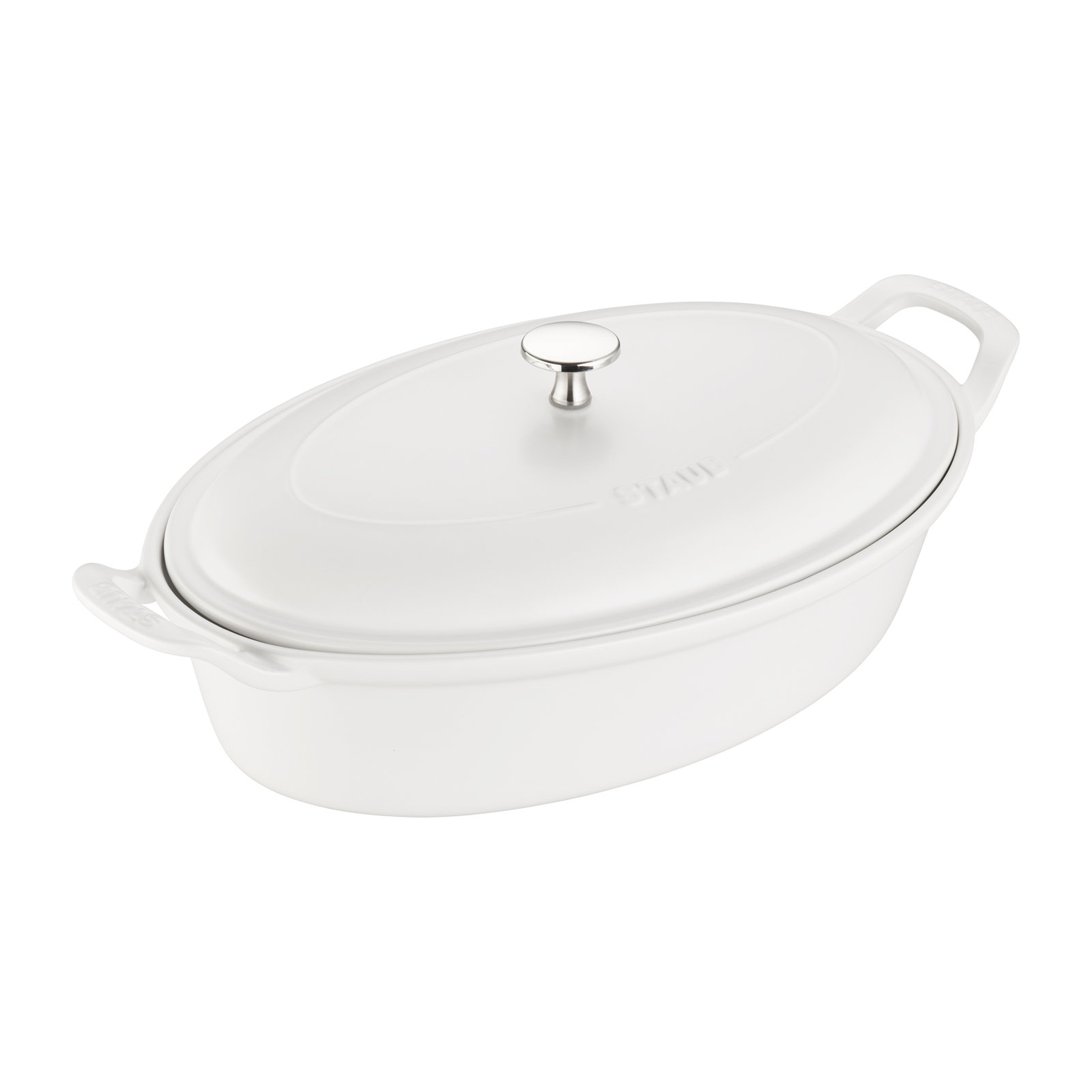 Staub Ceramic 14-inch Oval Covered Baking Dish, Matte White