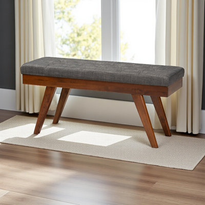 Banc de salle à manger rembourré en bois gris moyen Ismail, H 17,46 po x l 41,06 po x P 15,18 po Ismail
