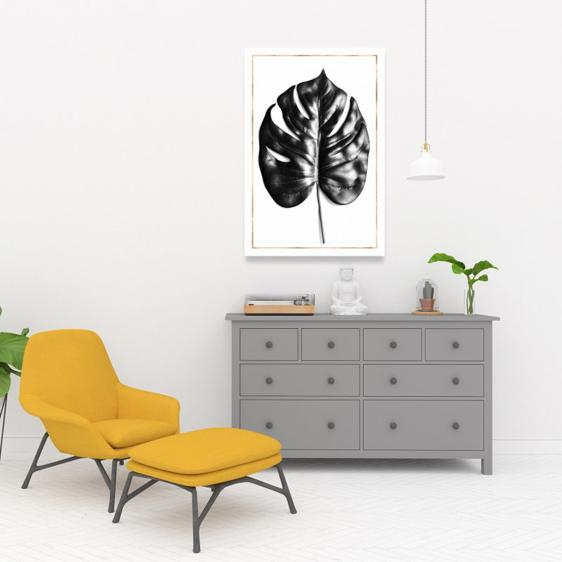 Split Leaf Philodendron Canvas - Gold Lines Home Decor