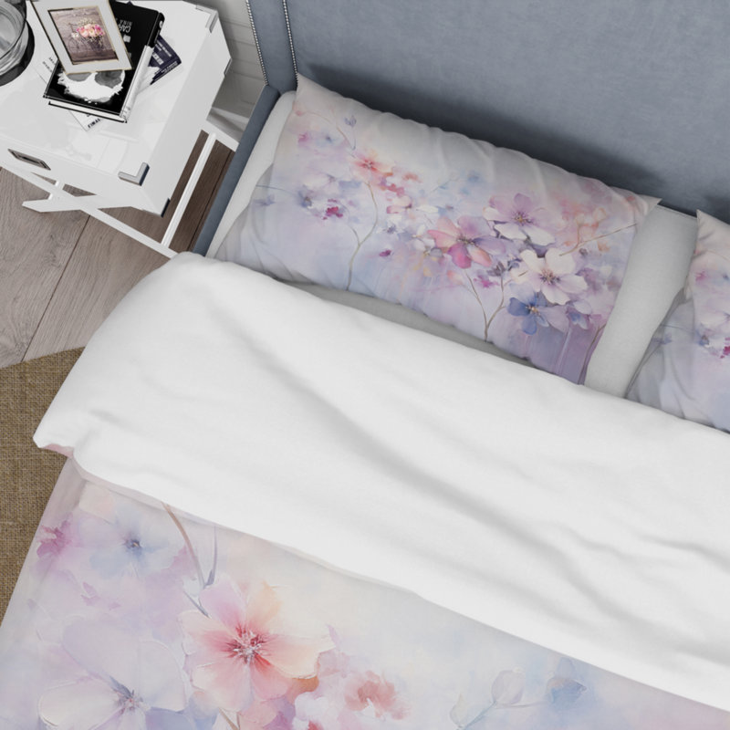Mauve Dreamy Florals I - Ensemble de housse de couette Abstract Botanicals - Microfibre de polyester