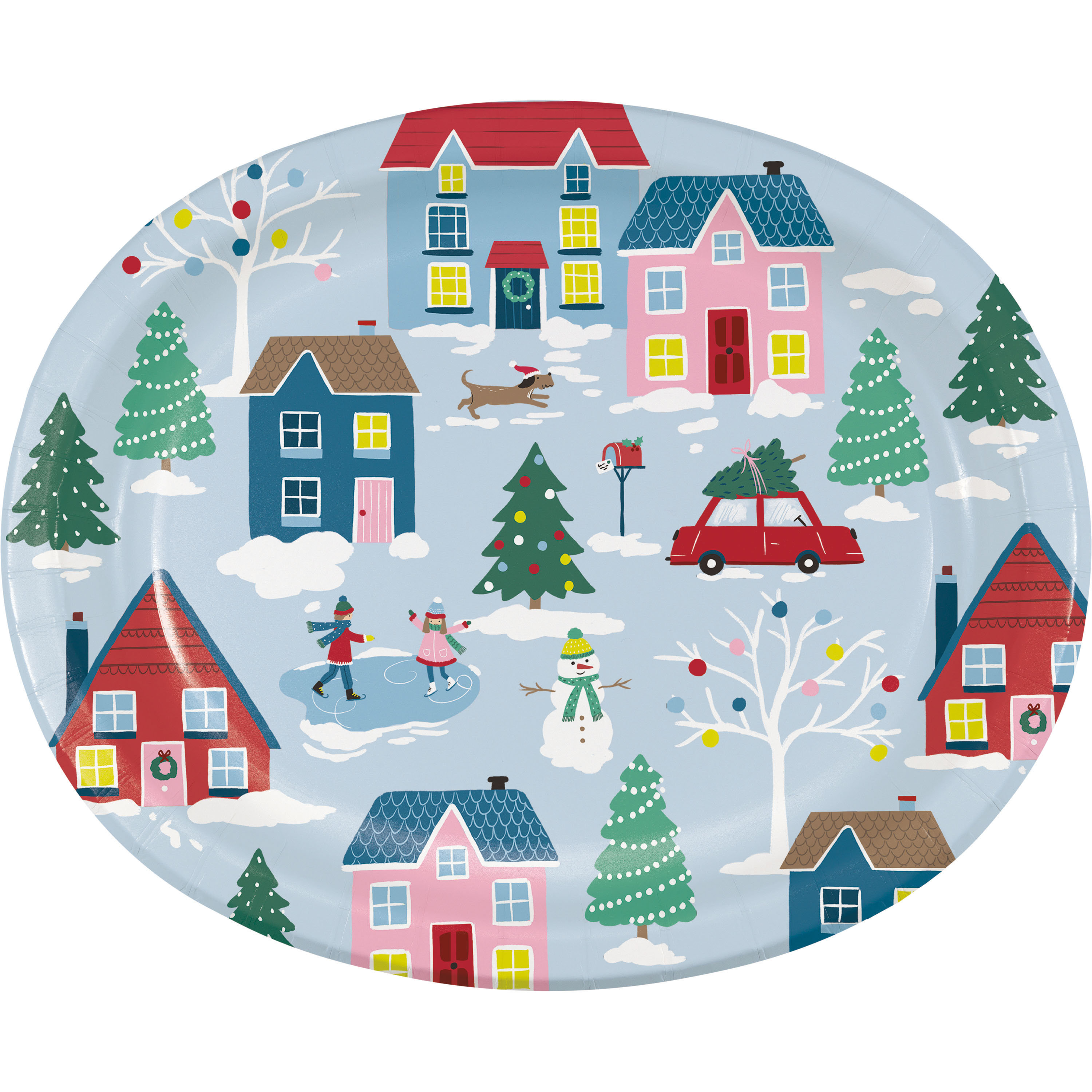 50 PCS Merry Christmas Oval Paper Plates Happy Holiday Disposable Paper  Plates 10'' x 12'' Dinner Plates Gold Christmas Tree Dessert Plates for  Winter