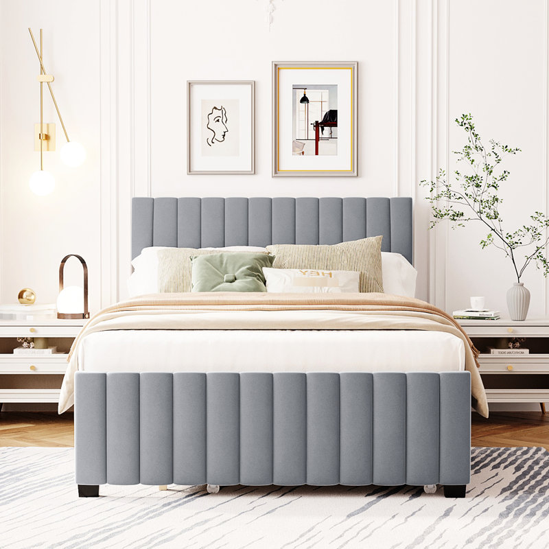 Lit double rembourré en velours double avec lit gigogne supplémentaire - Offre plus d'espace de couchage pour plus de confort et de fonctionnalité