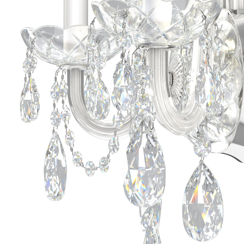 Arlington Dual-Light Polished Silver Crystal Sconce