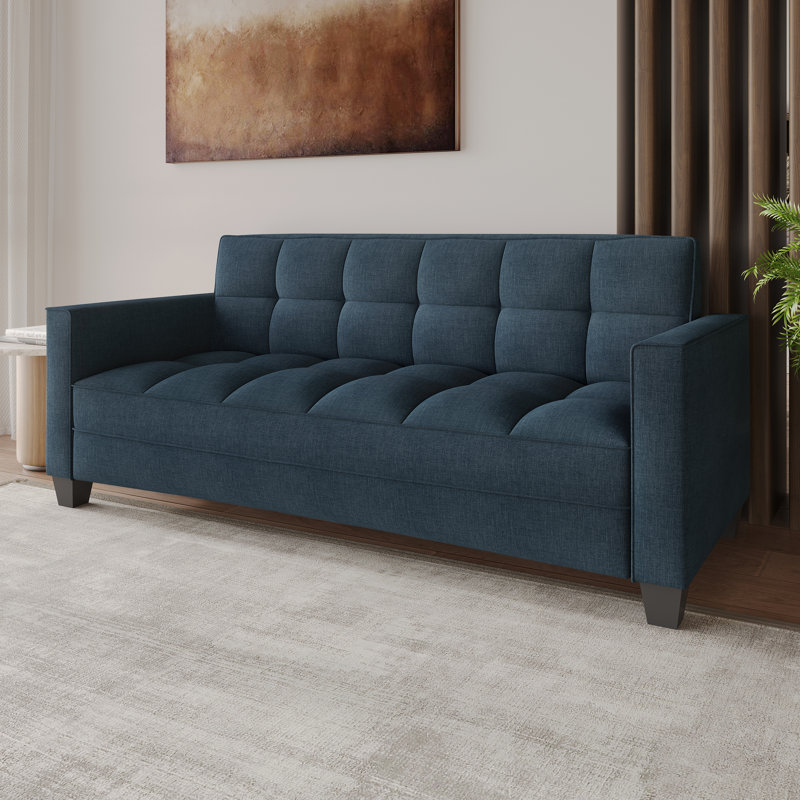 Olivia Velvet Upholstered Sofa, Blue