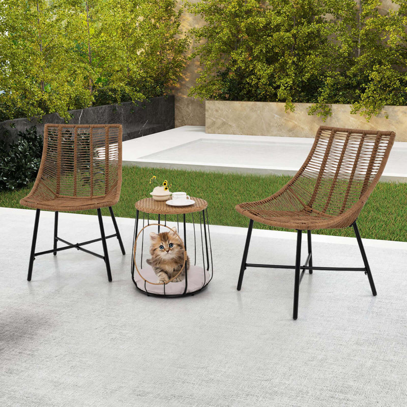 Ensemble de 3 meubles d'extérieur avec maison pour animaux et structure en métal robuste