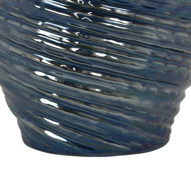 Vase rond en céramique blanche Avery 17 po, Bleu