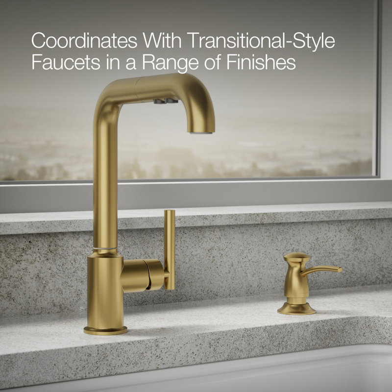 Transitional Design Refillable Soap Dispenser, Lotion Dispenser for Bathroom or Kitchen