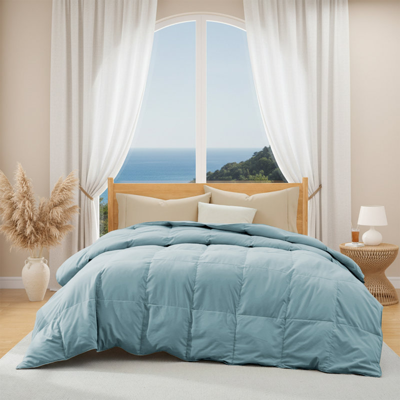 Édredon léger en duvet synthétique et plumes, Très grand californien, Bleu acier