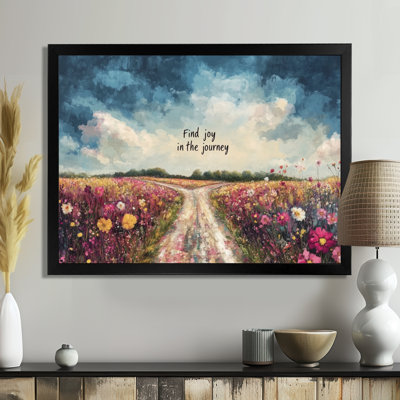 White Blue Find Joy in the Journey motivation - Picture Framed Wall Art