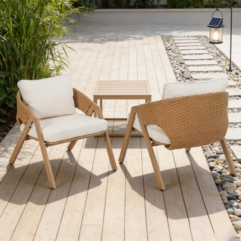 Chaise de patio avec coussins, Blanc