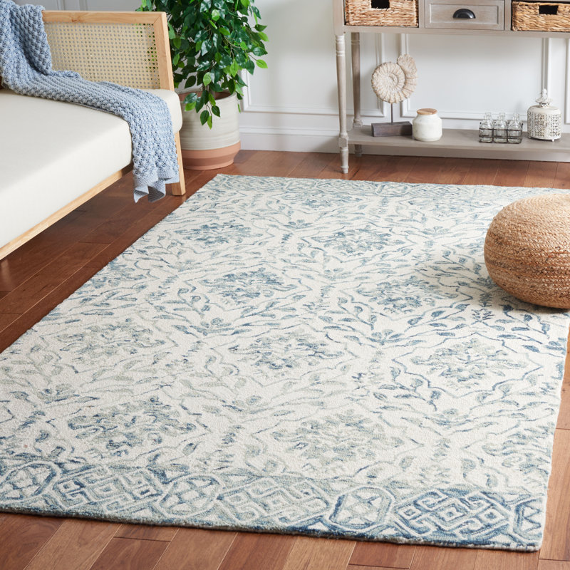 Tapis floral en laine touffeté à la main Pimentel, Rectangle 5 pi x 8 pi