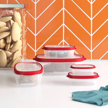 Rubbermaid Easy Find Vented Lids Food Storage Containers, 26-Piece Set, Red