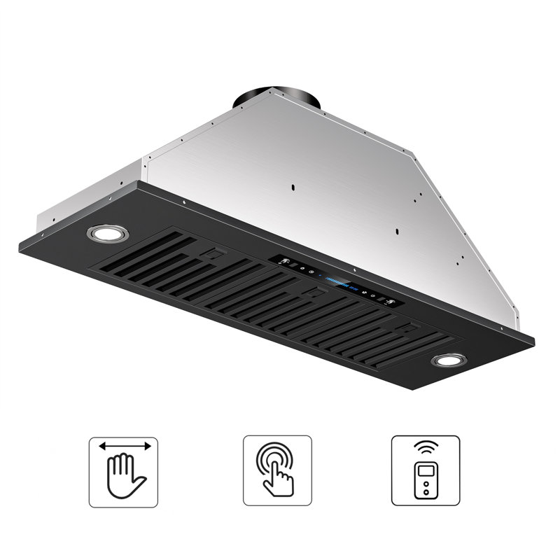 Hotte de cuisine encastrable convertible 900 CFM en acier inoxydable avec commande à 4 vitesses et bouton, 36"