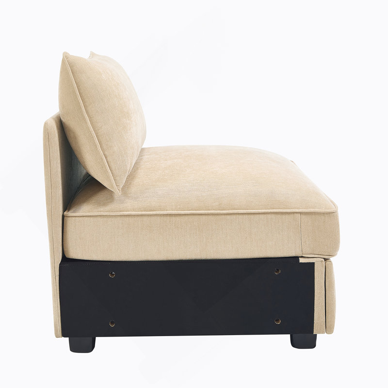 Armless Sofa Velvet - Wheat
