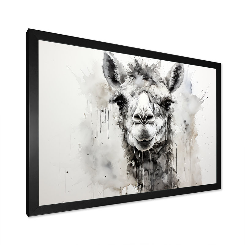 Minimalisme monochrome chameau I sur toile, H 34 po x l 44 po x P 1,5 po, Cadre simple noir