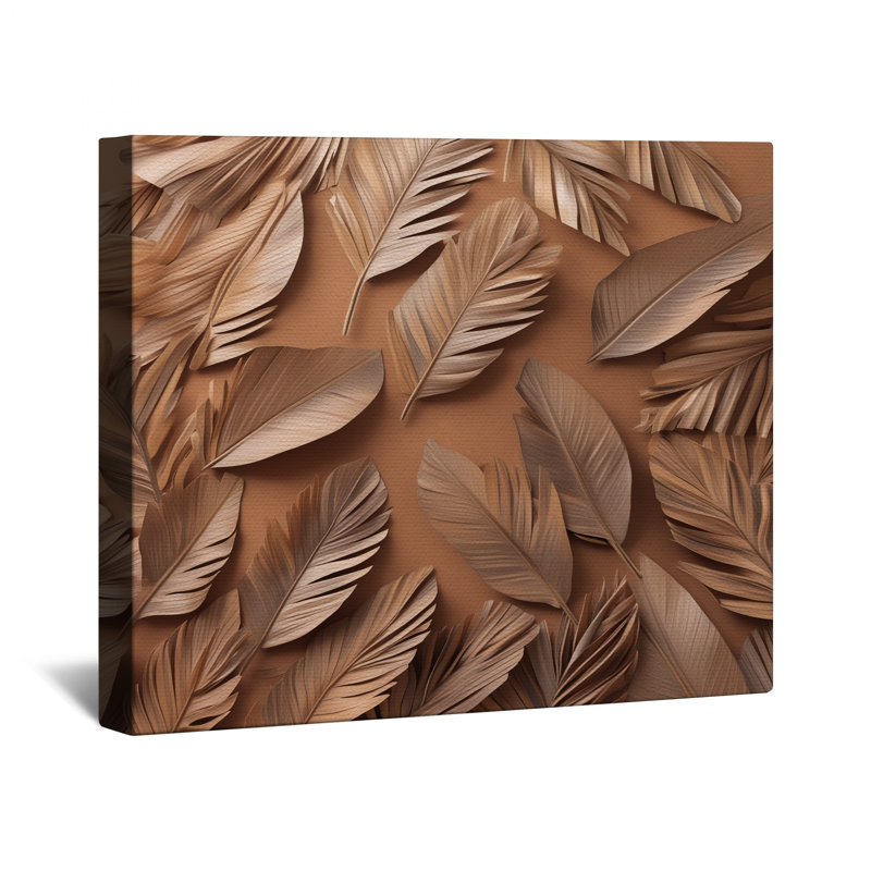 Toile tendue avec feuilles de palmier brunes en plusieurs tailles, 12 x 12 pouces