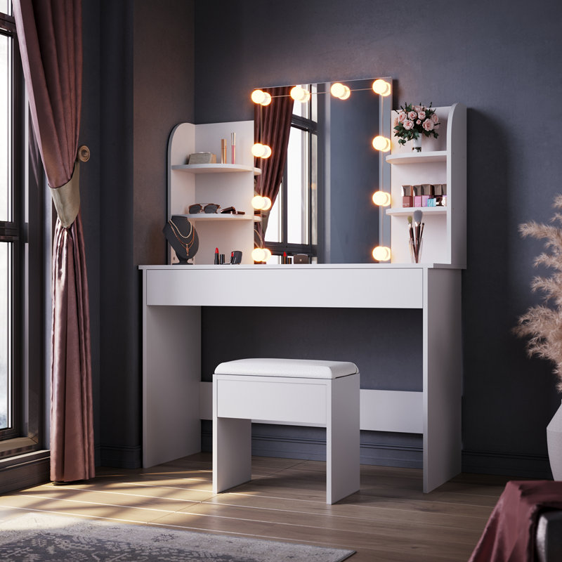 Sehana Dressing Table with Mirror, White