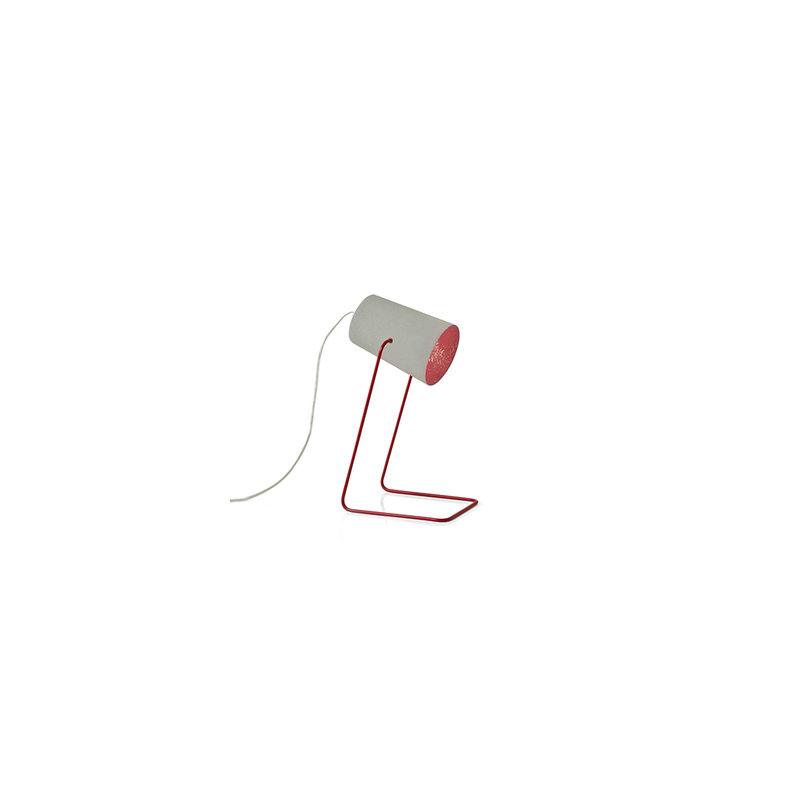 Metal Table Lamp, Grey/Red
