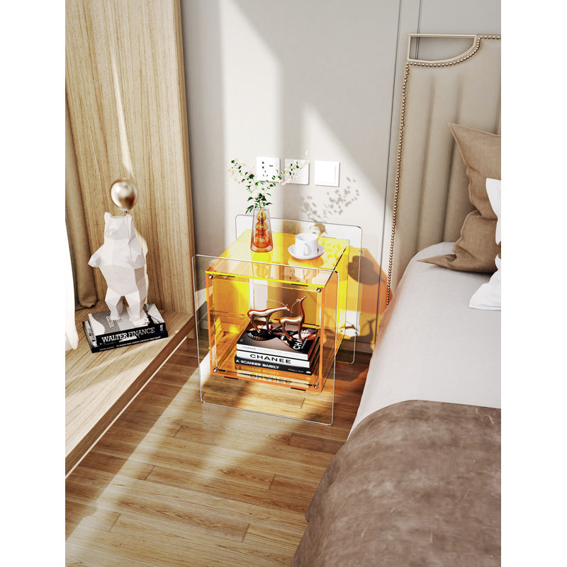Samuelsson Acrylic Side Table, Nightstand Bedside Table, Yellow