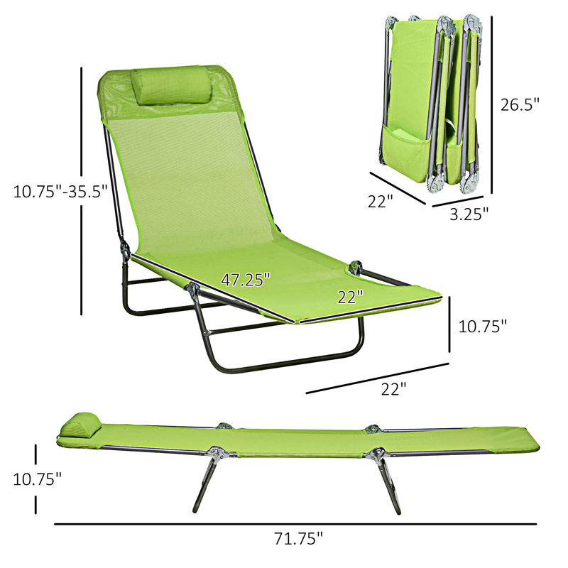 Chaise longue d'extérieur pliante, ensemble de 2, Green